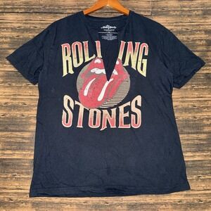 THE ROLLING STONES OFFICIAL WOMENS T-SHIRT Size M V-Neck 2023 Grunge Distressed